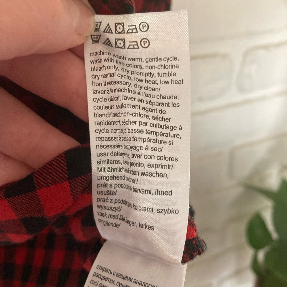 Calvin Klein Jeans Button Down Red Black Plaid Shirt Top Women’s Small - Picture 5 of 10